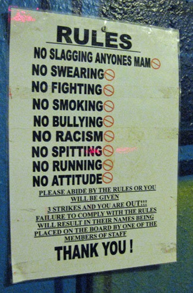 The rules at Salford Lads Club