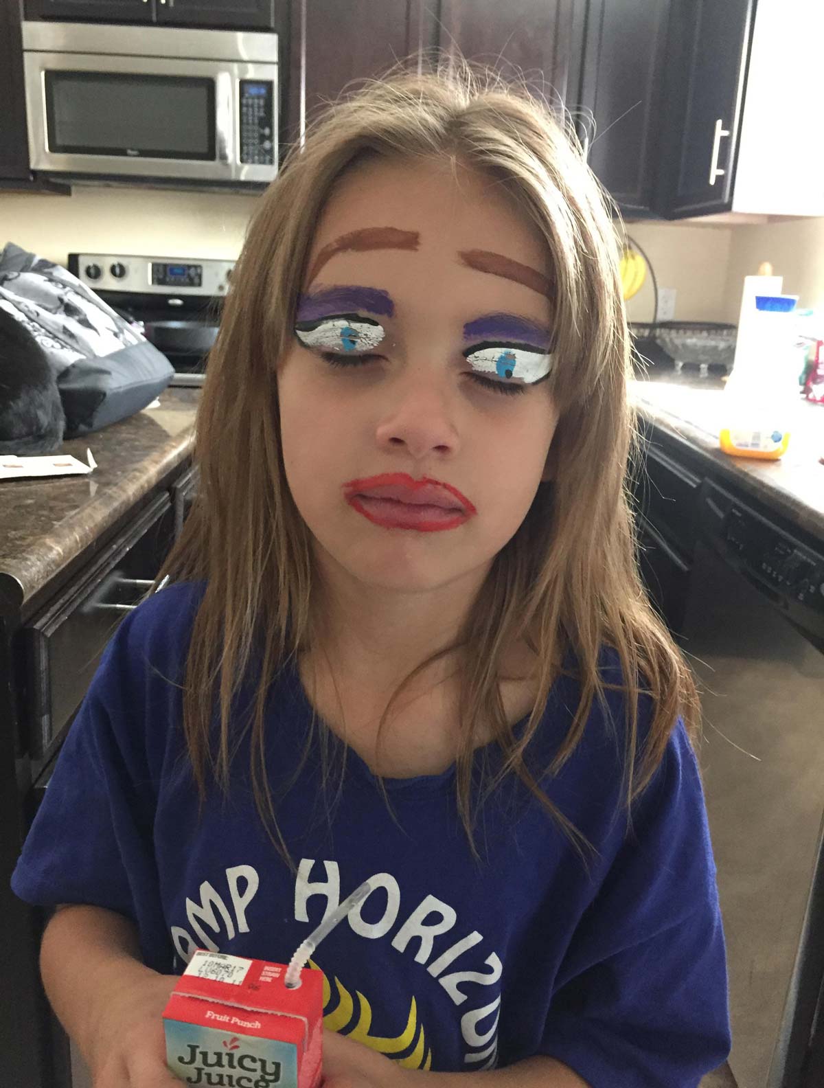 That time my daughter got her face painted (by an adult) at summer camp. She was very offended that I couldn’t tell she was “Elsa from Frozen”