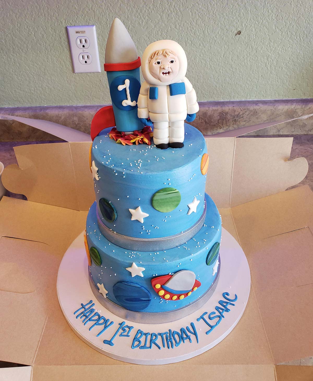 A few people asked for a picture of my son's birthday cake after seeing its horrifying topper. Here it is