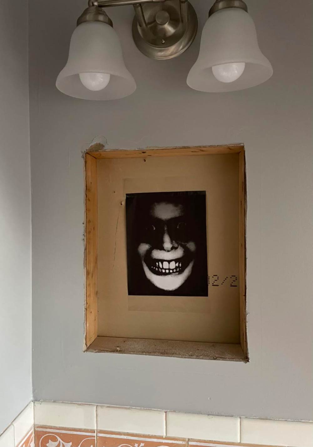 Had to take down my medicine cabinet to paint, so we left a fun surprise for the next homeowners