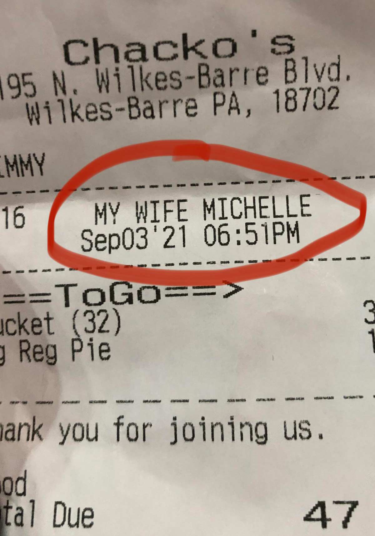 Pizza shop asked me "who’s name do you want the order under?" I replied "my wife Michelle", this is how they announced her name when she picked up the food