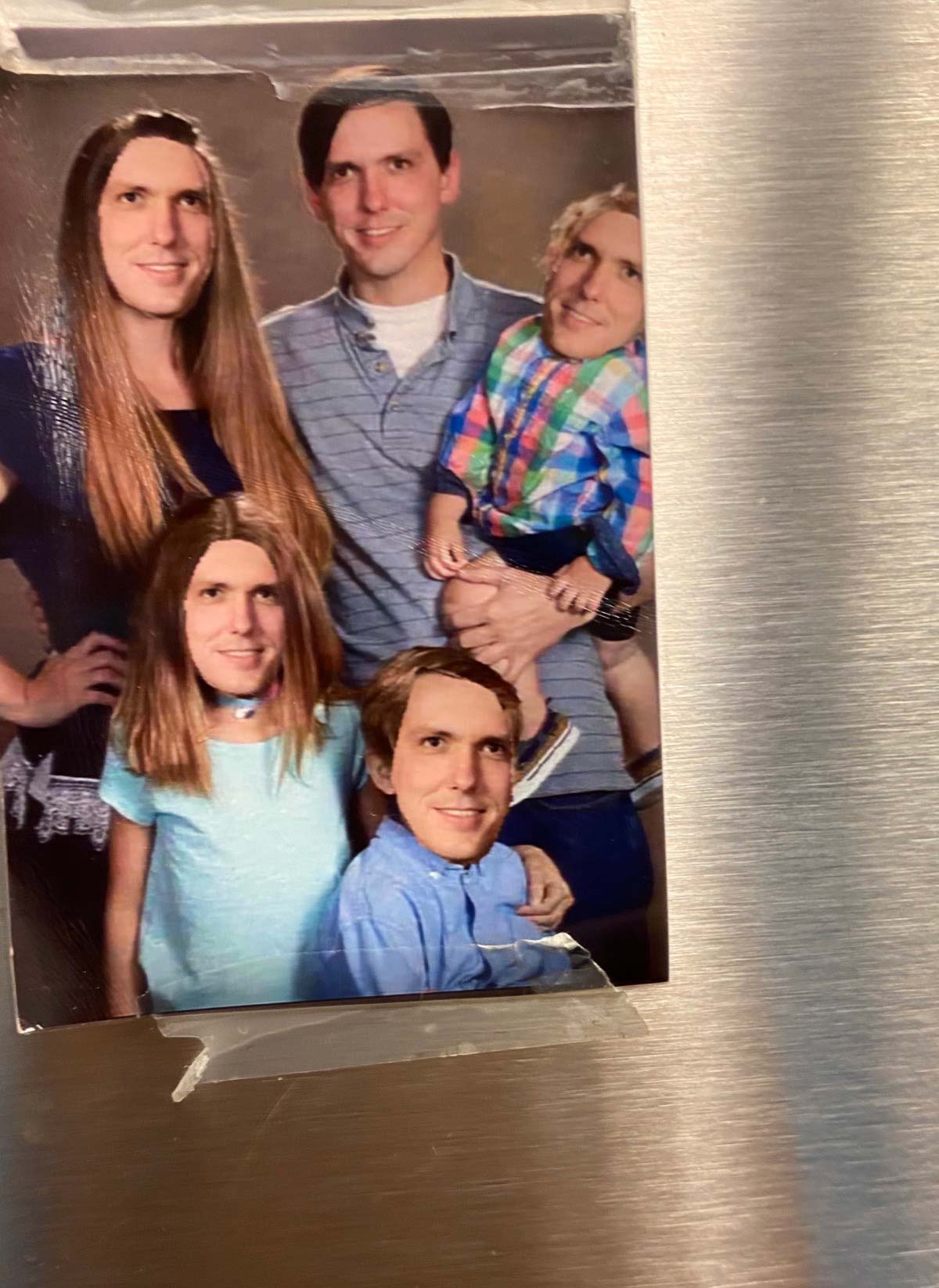 Every year me and my coworker always troll each other. This year I printed wallet sized family photos for the whole team