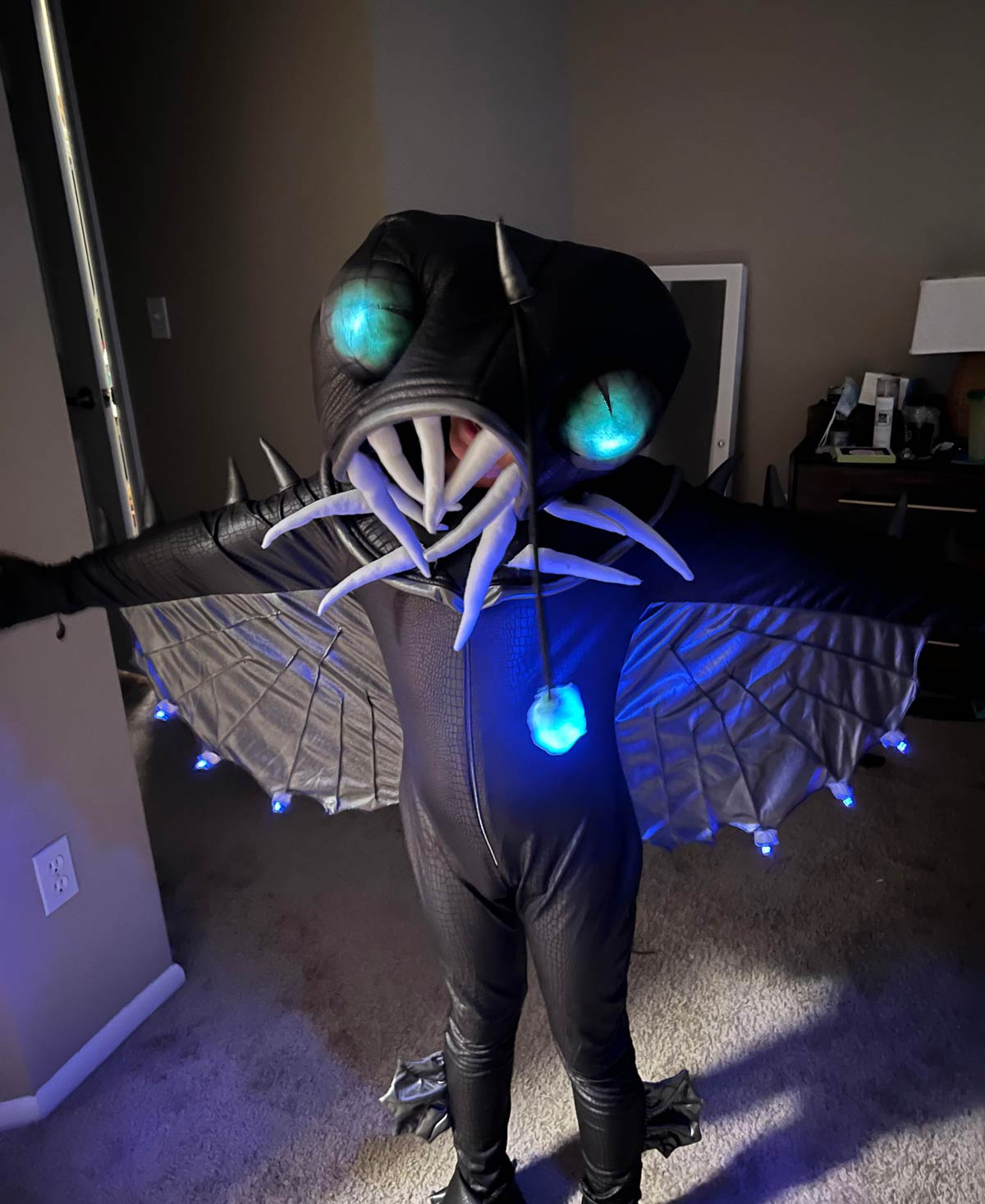 My 8 year old asked to be an Anglerfish for Halloween, but only if I could make it light up