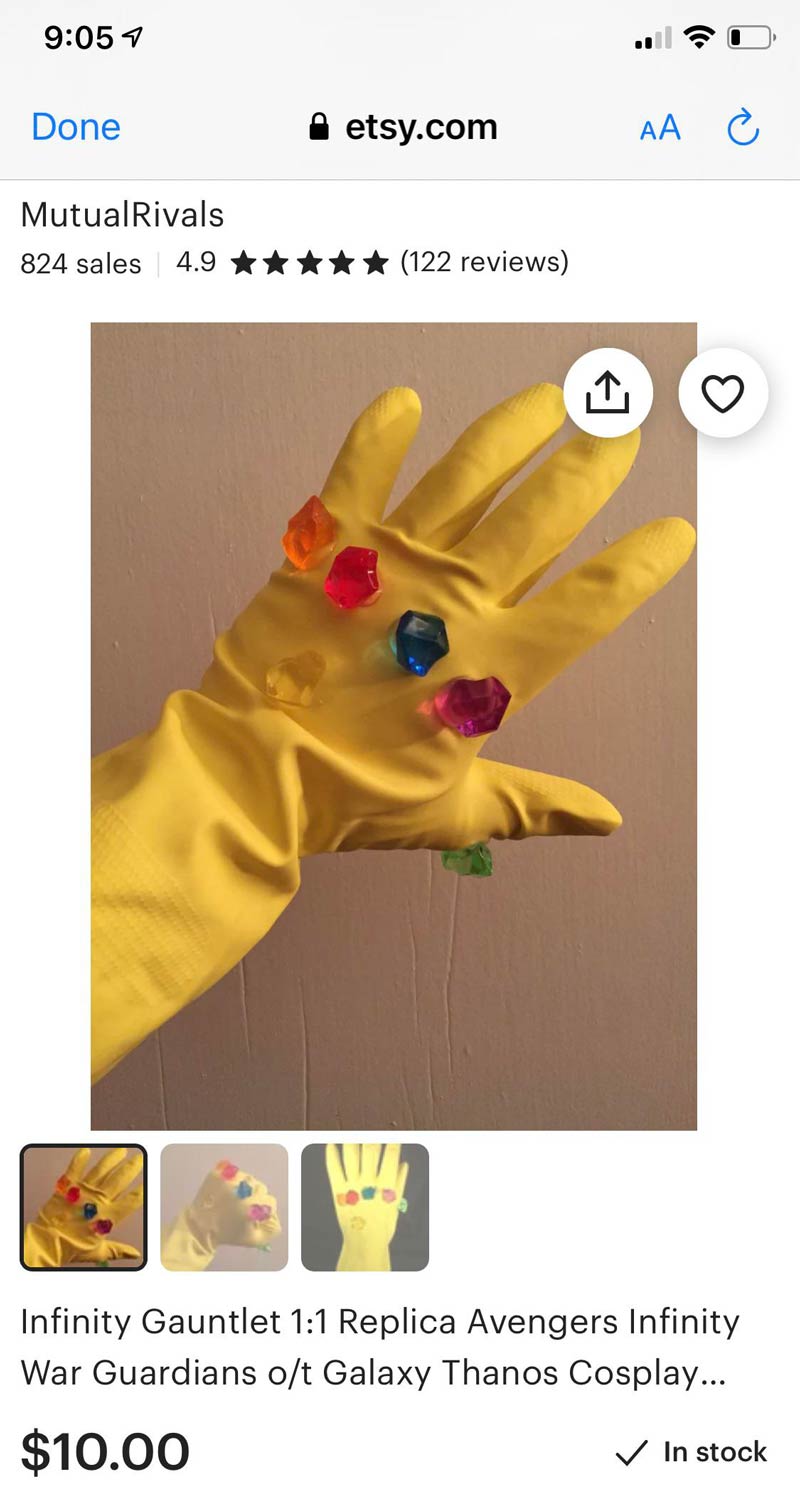 This infinity gauntlet on Etsy