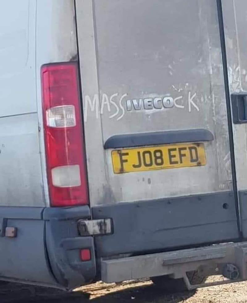 Usually writing in dirt on the back of vans isn’t that funny, but this did make me laugh