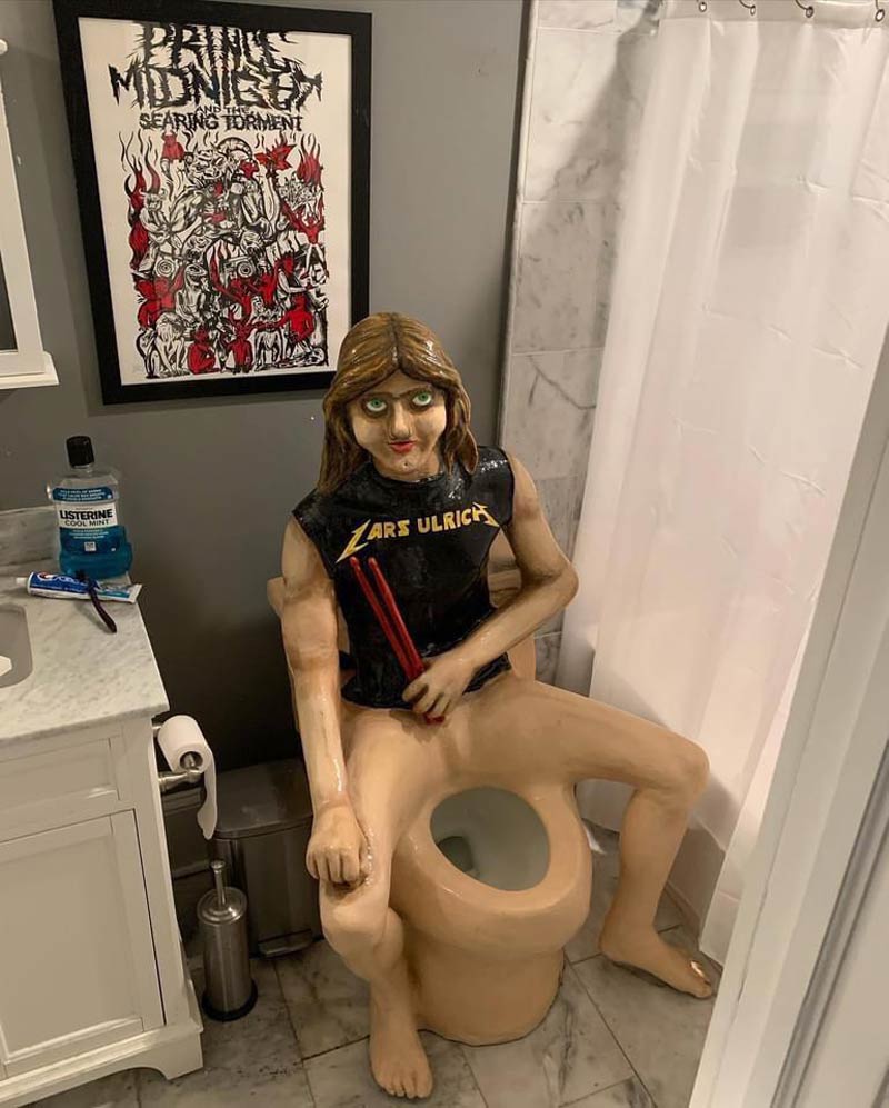 Buddy made this Lars from Metallica toilet