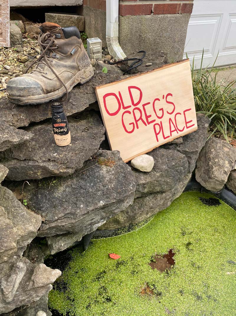 I decorated my nasty decorative pond for Halloween