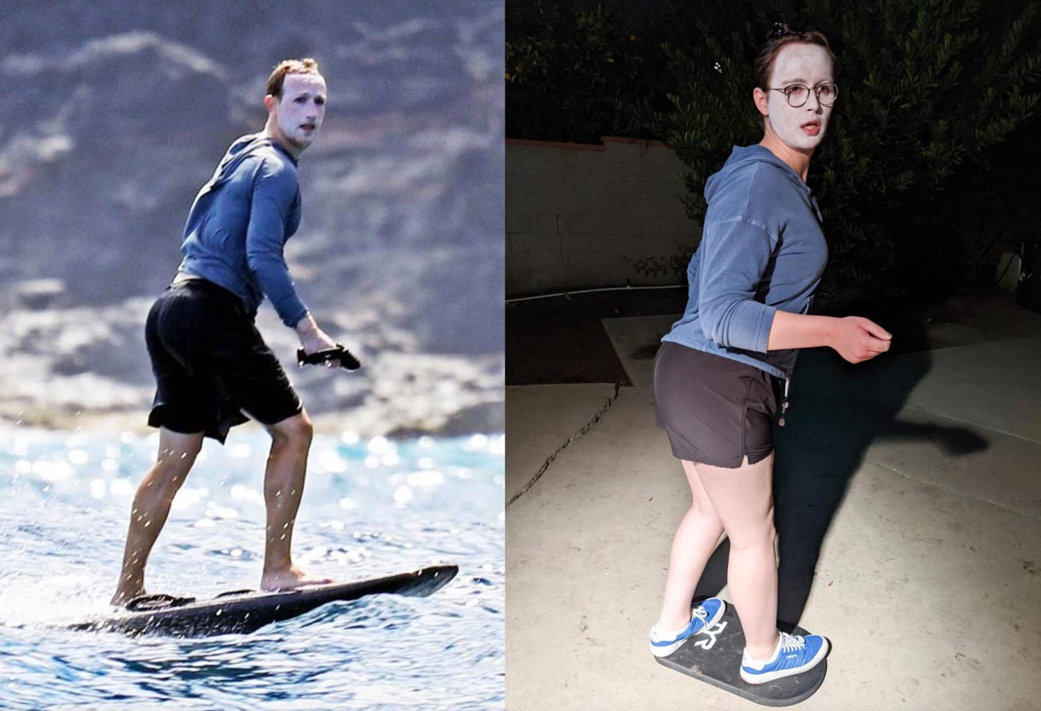 Someone went as Sunscreened Zuckerberg for Halloween