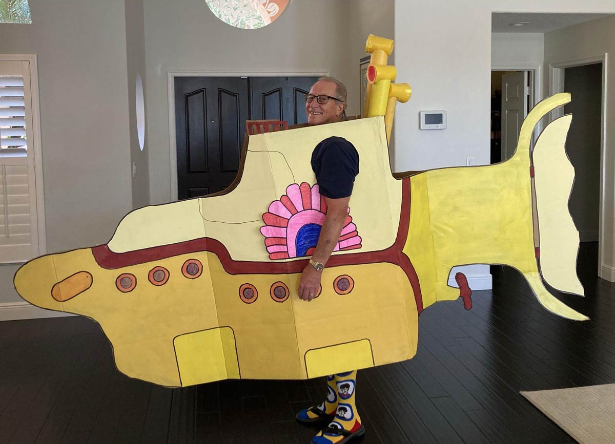 Papa in his Yellow Submarine he made for Halloween