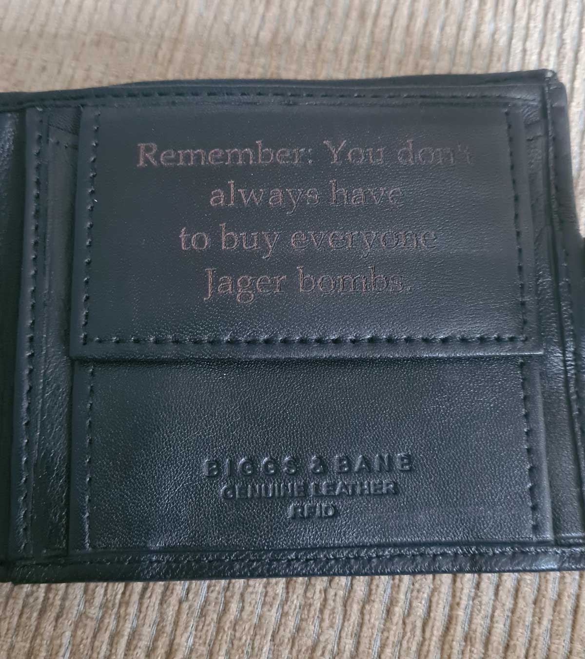 Got myself a new wallet with a little reminder inside it