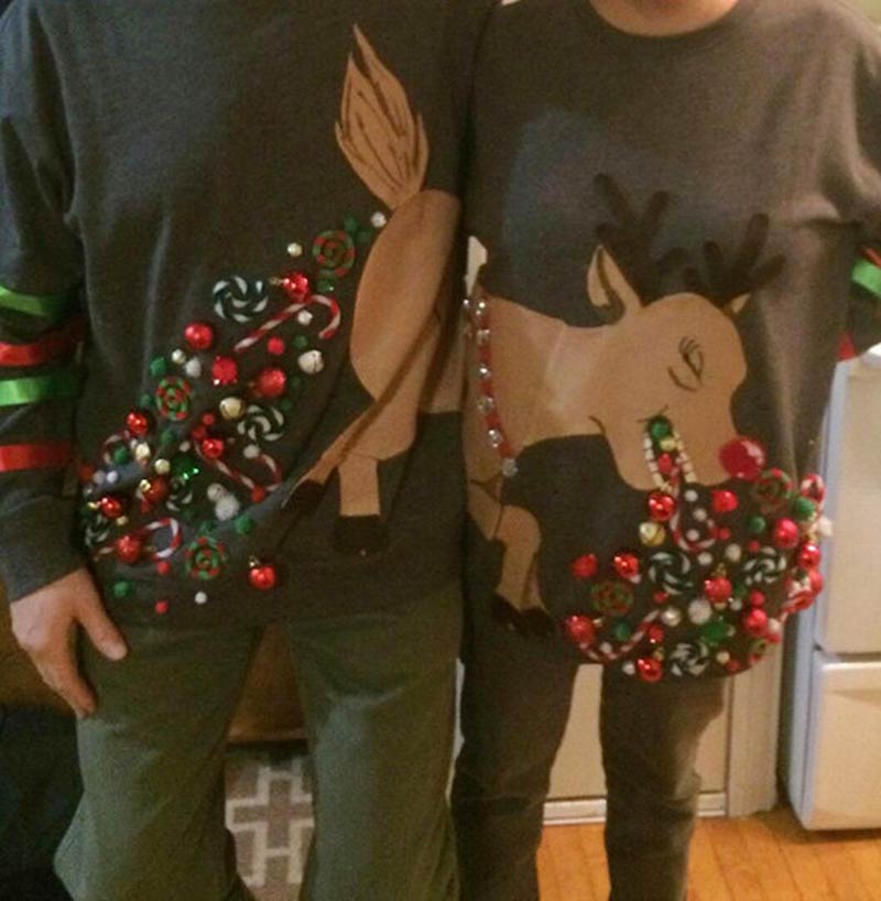 His and hers Christmas sweaters