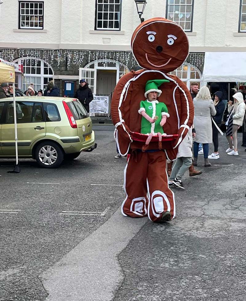 Gingerbread dreadnought at Hawkshead Xmas fair, England