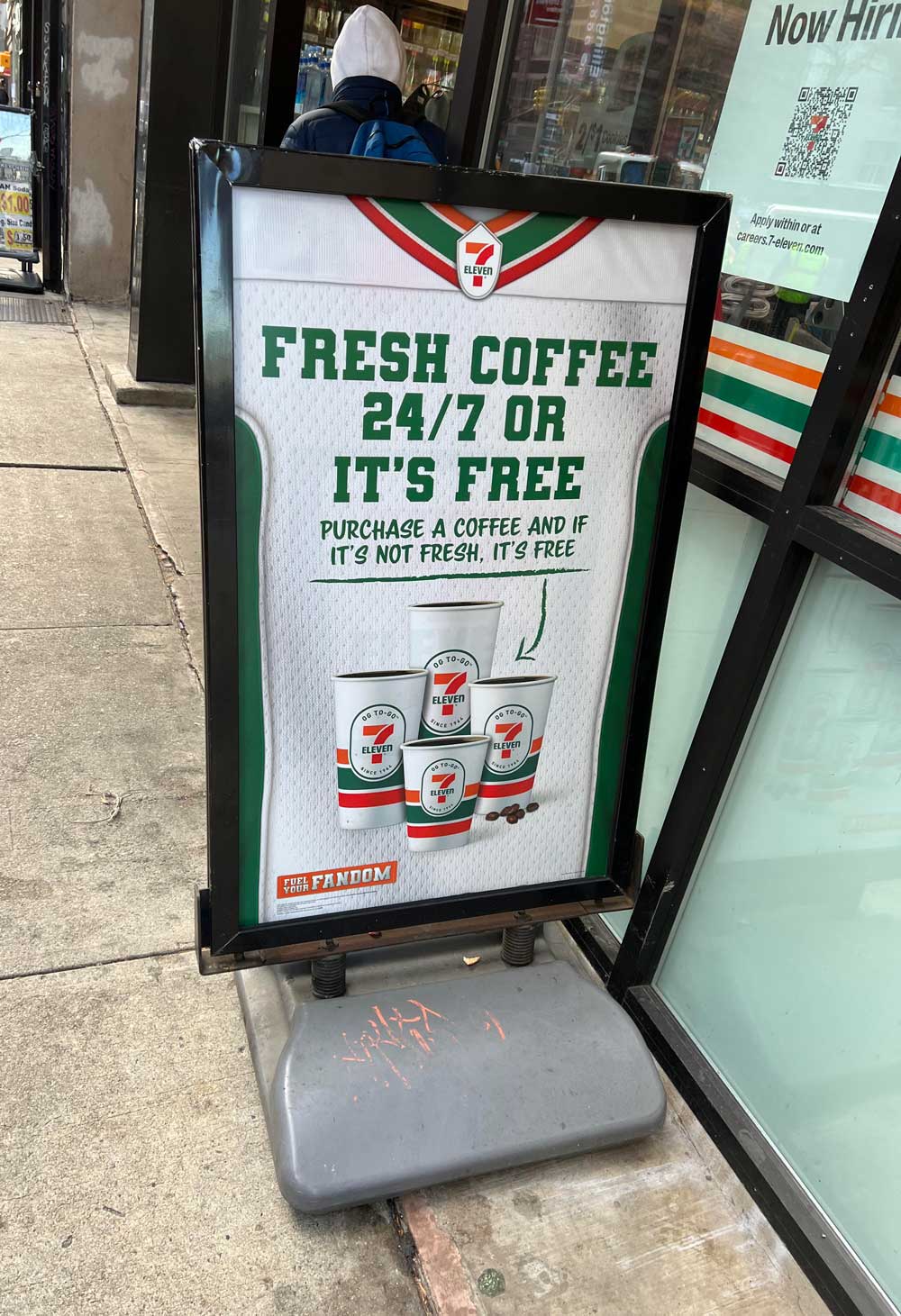 This advertisement for free stale coffee