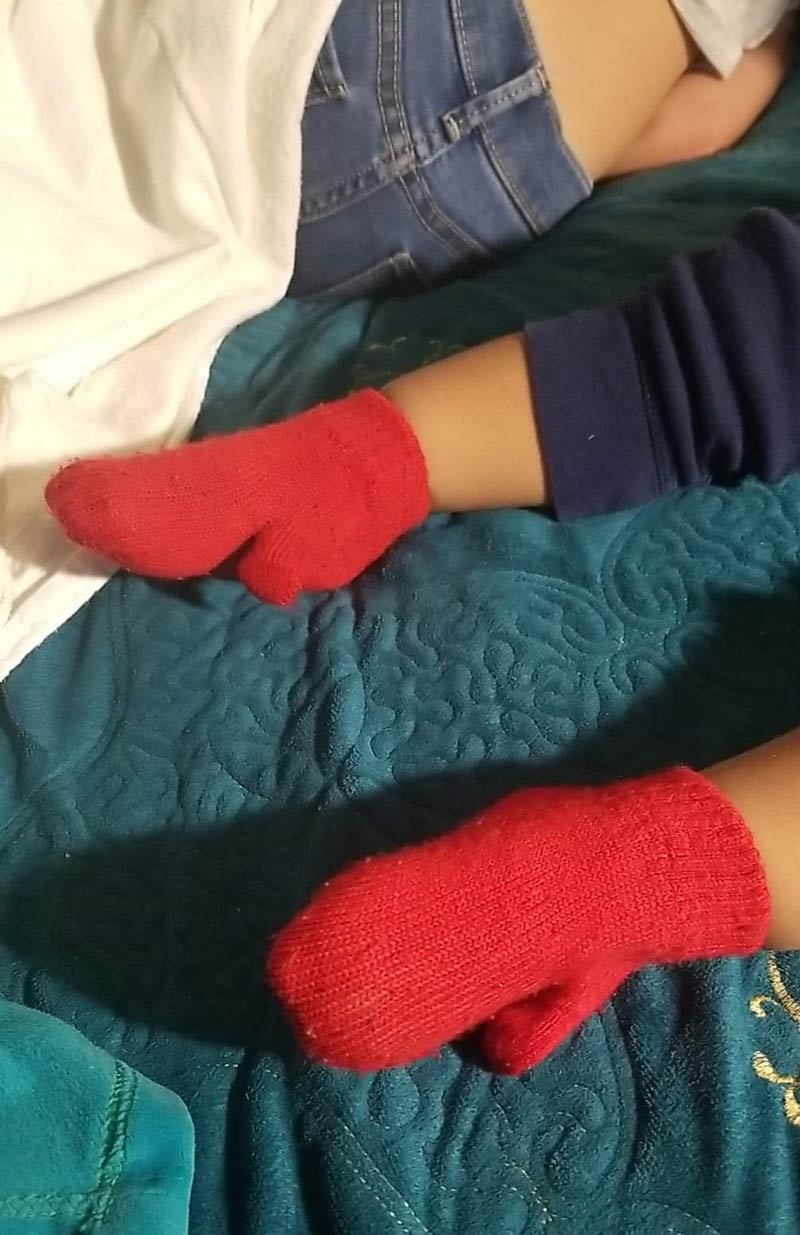 I thought I had put socks on my son this morning. Turns out they were gloves. My mother in law sent me this