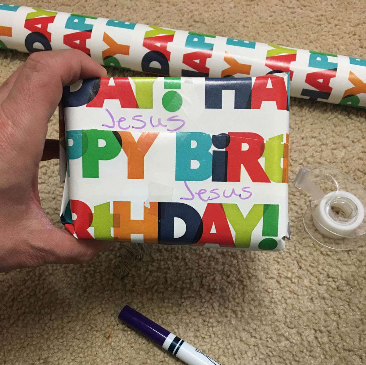 Ran out of Christmas wrapping paper. But I think I hacked it pretty well