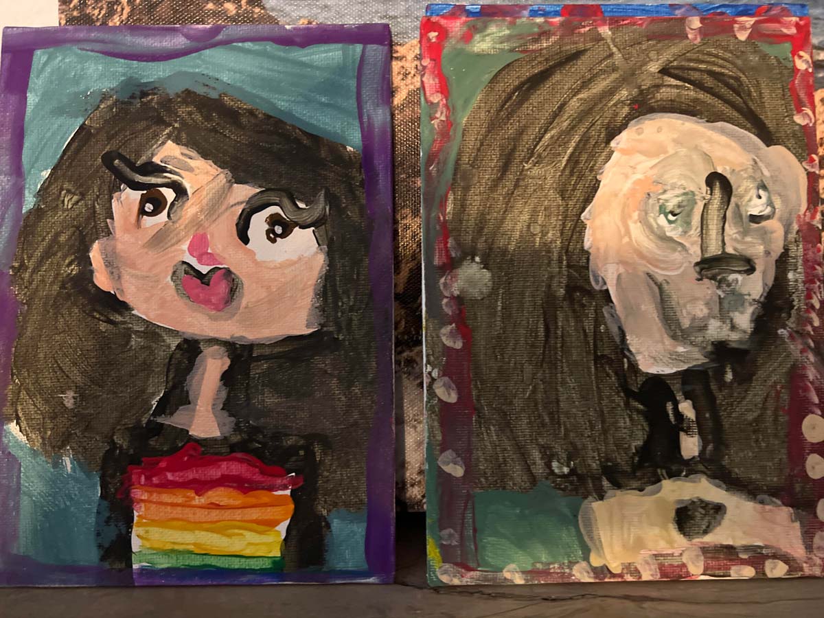 These paintings our nieces did of my wife