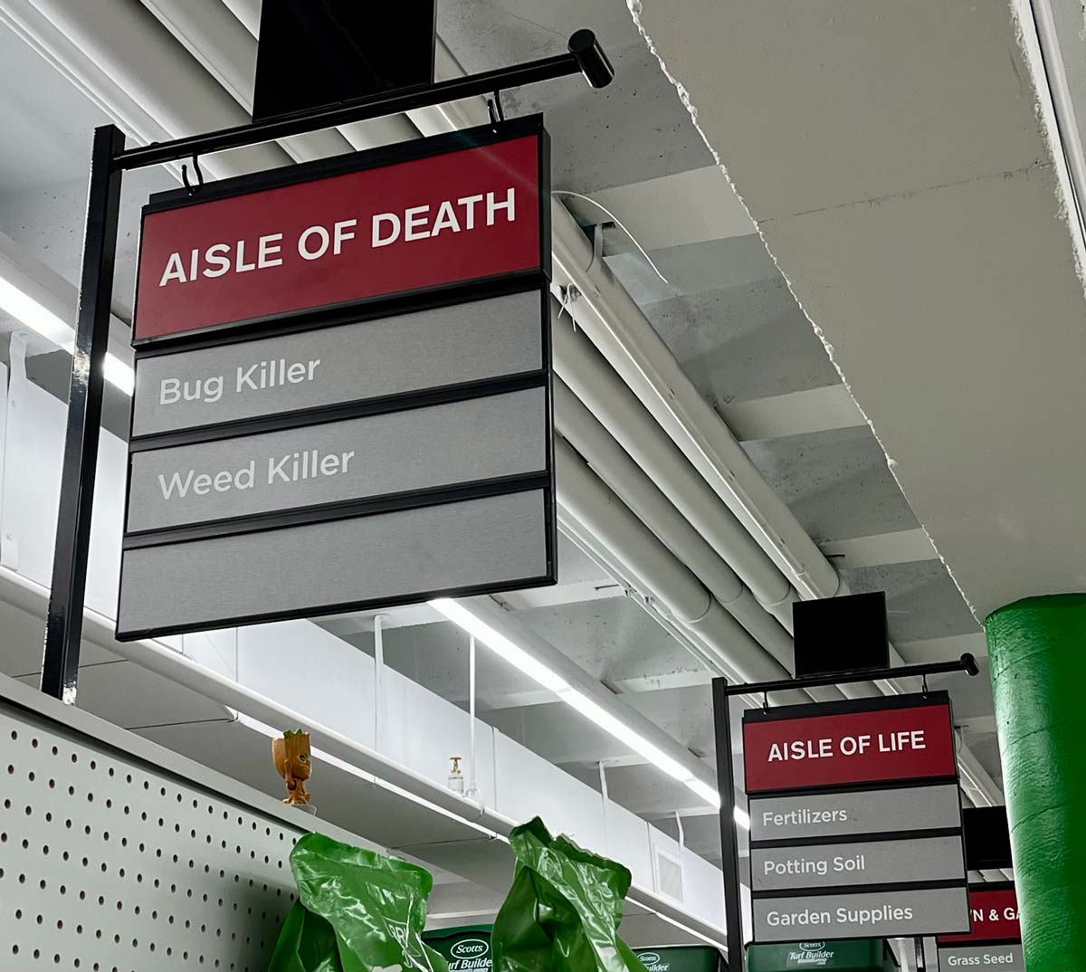 Aisle of Life & Death at a Hardware store