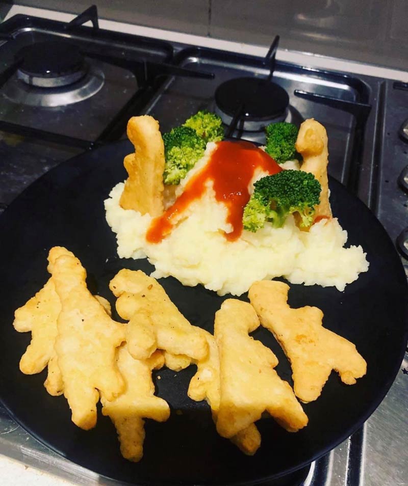 My partner asked me to cook dinner and didn’t tell me what he wanted. So he got Dino nuggies