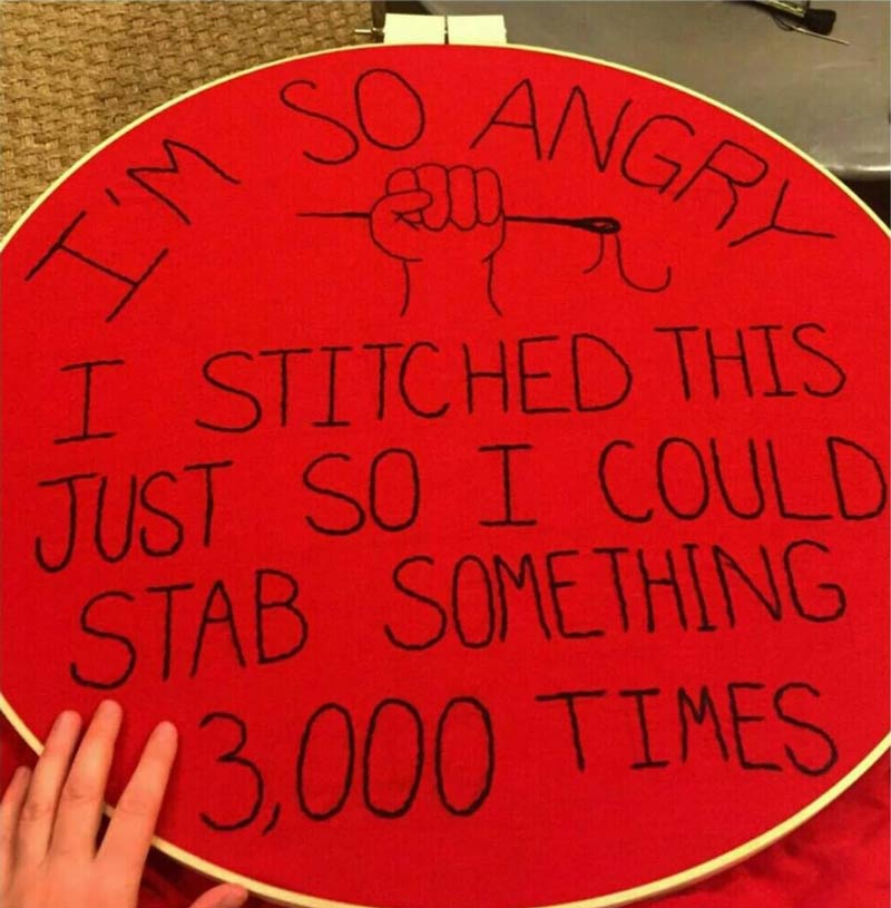 Embroidery, meet anger management