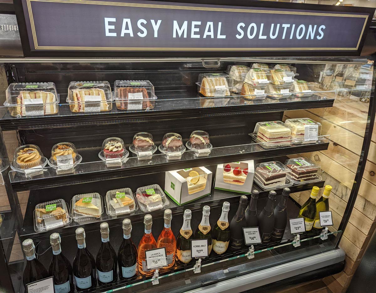 The 'Easy Meal Solutions' section is filled with nothing but cake and wine