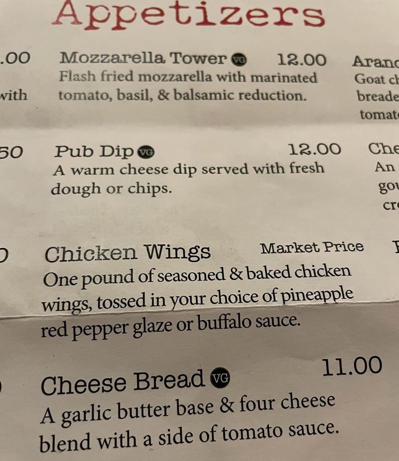 You know inflation is out of control when chicken wings are Market Price