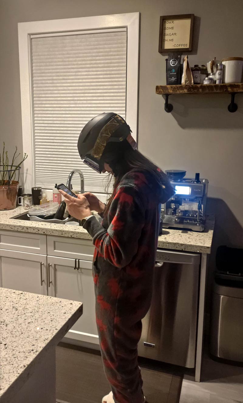 Girlfriend got new ski helmet and goggles and refuses to take them off