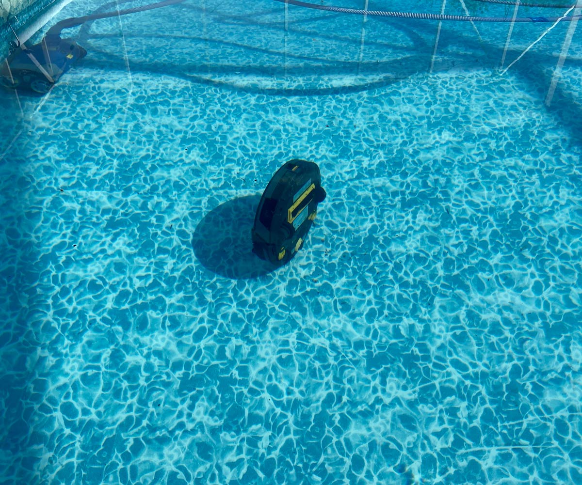 Our robot vacuum escaped and went for a swim