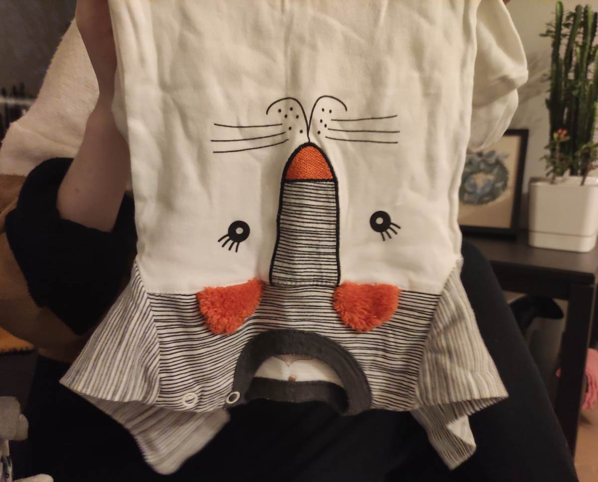 babyCute tiger shirt for the baby, gifted by an elder