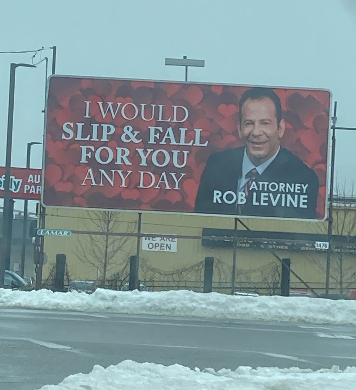Local lawyer's billboard is ready for Valentine’s Day