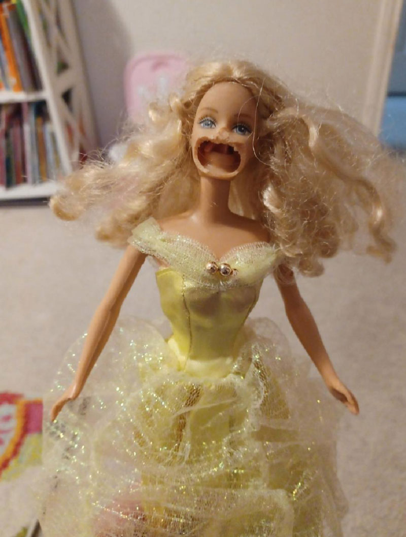 Dog chewed on daughter's old Barbie and created..