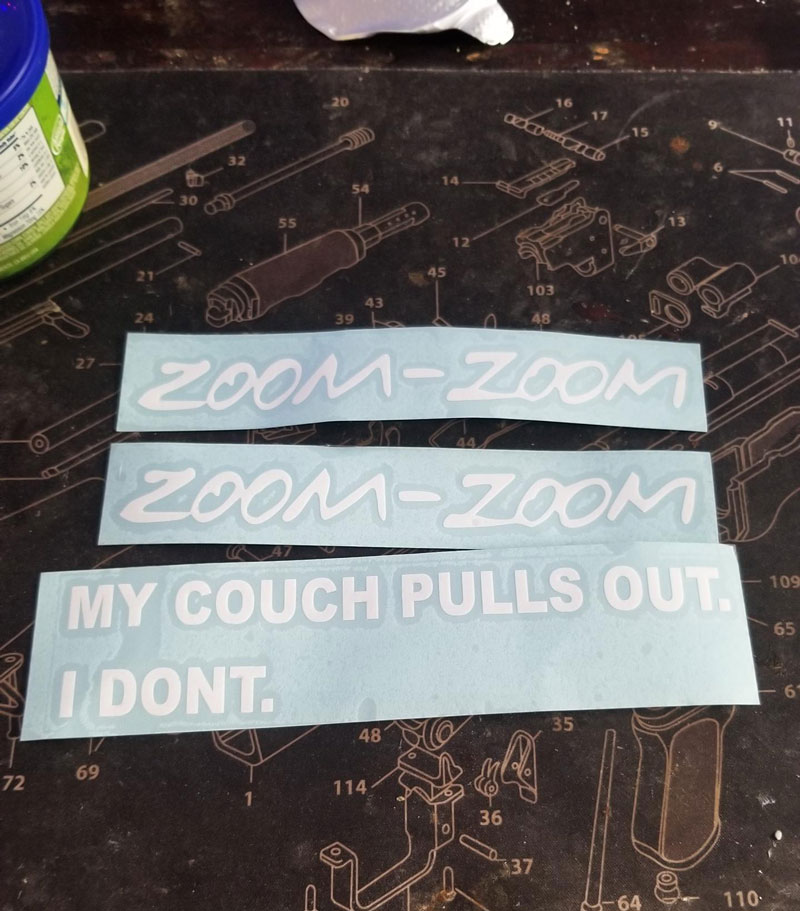 I ordered Zoom Zoom stickers for my Mazda... They included more