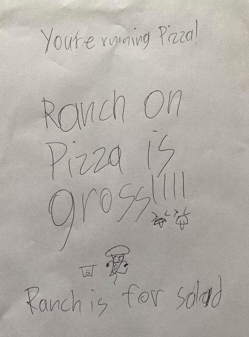 My 9yr old son’s view on pizza