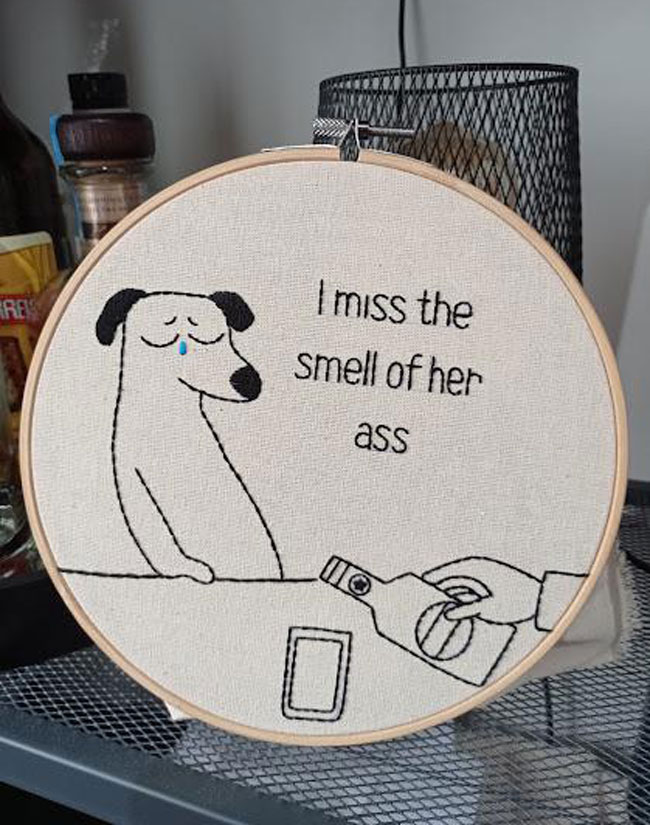 I recently finished this embroidery piece to decorate my liquor shelf