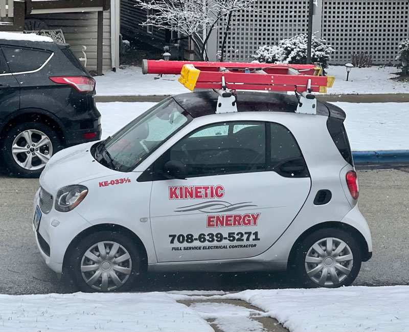 This tiny contractor’s car, complete with tiny ladder
