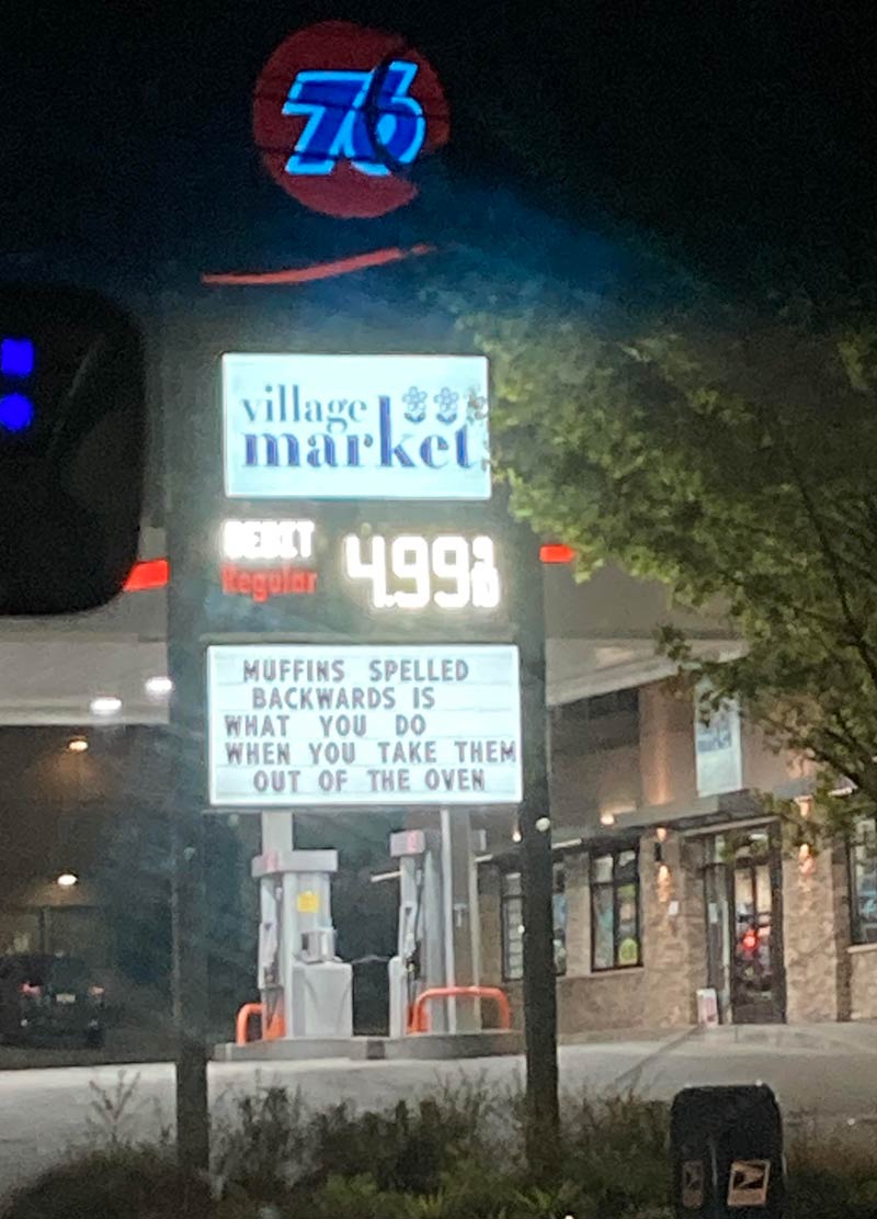 The sign at a gas station near me