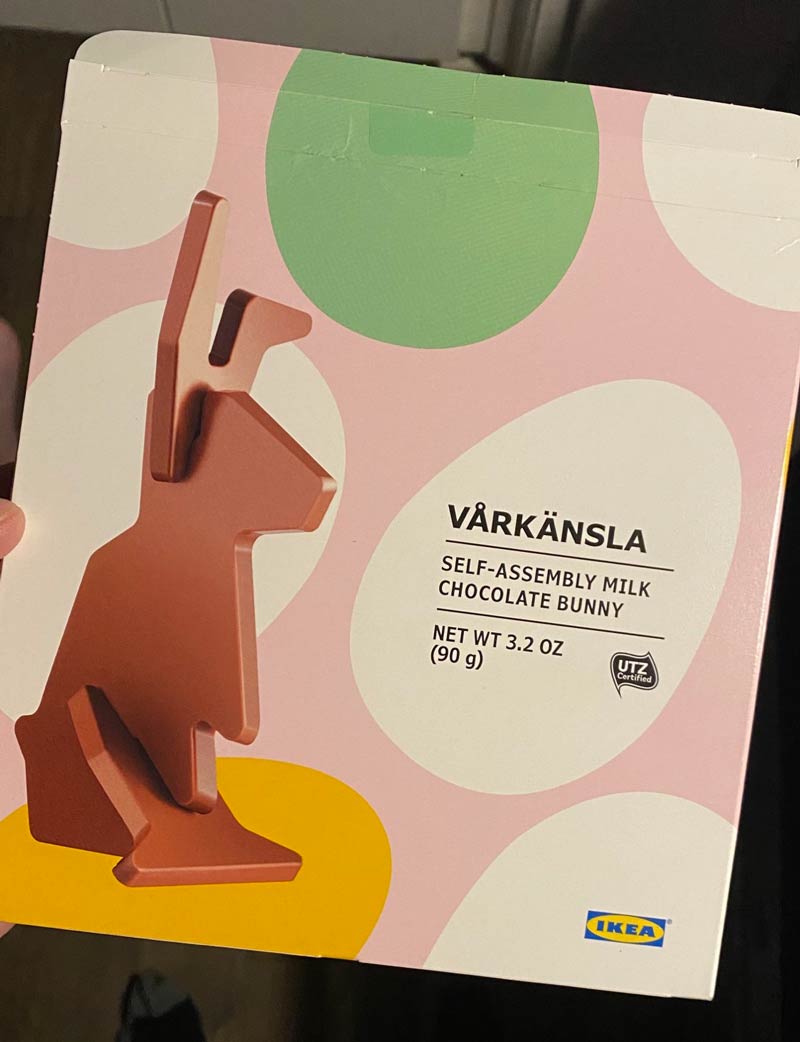 IKEA’s some assembly required chocolate bunny