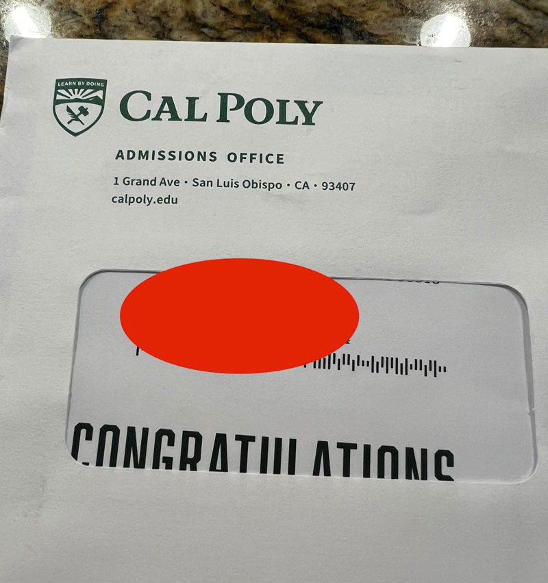My son’s college admission letter. Kinda takes the excitement out