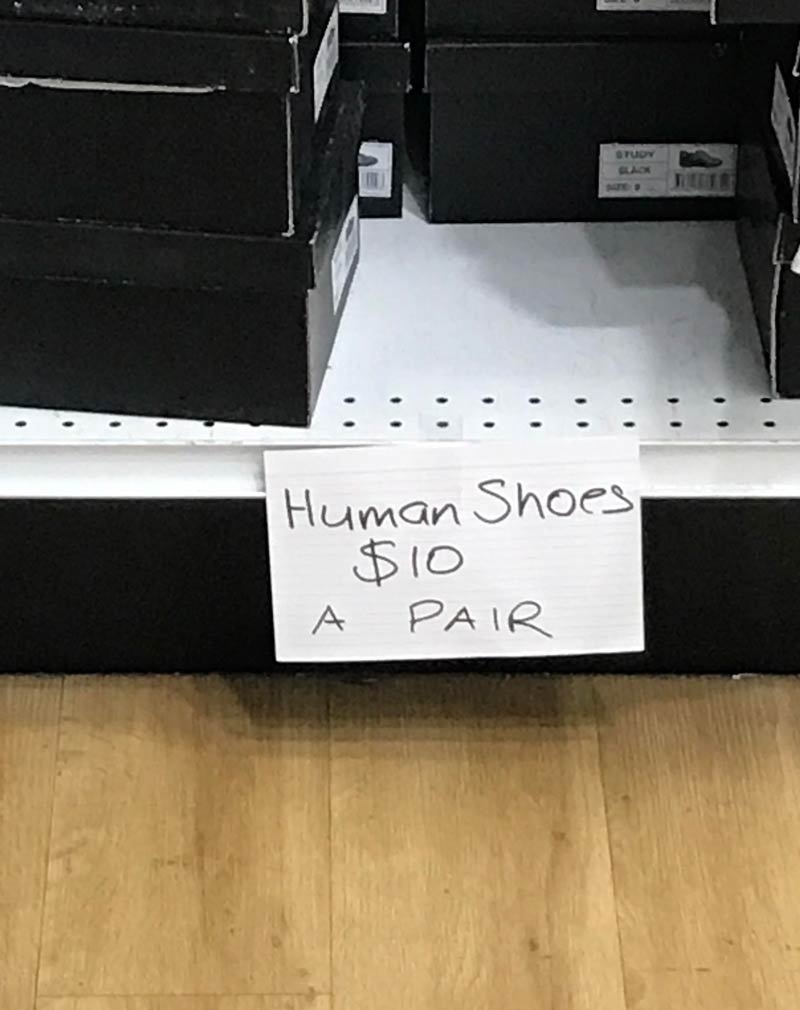 Don’t mind me. Just going out to buy human shoes like a regular human person