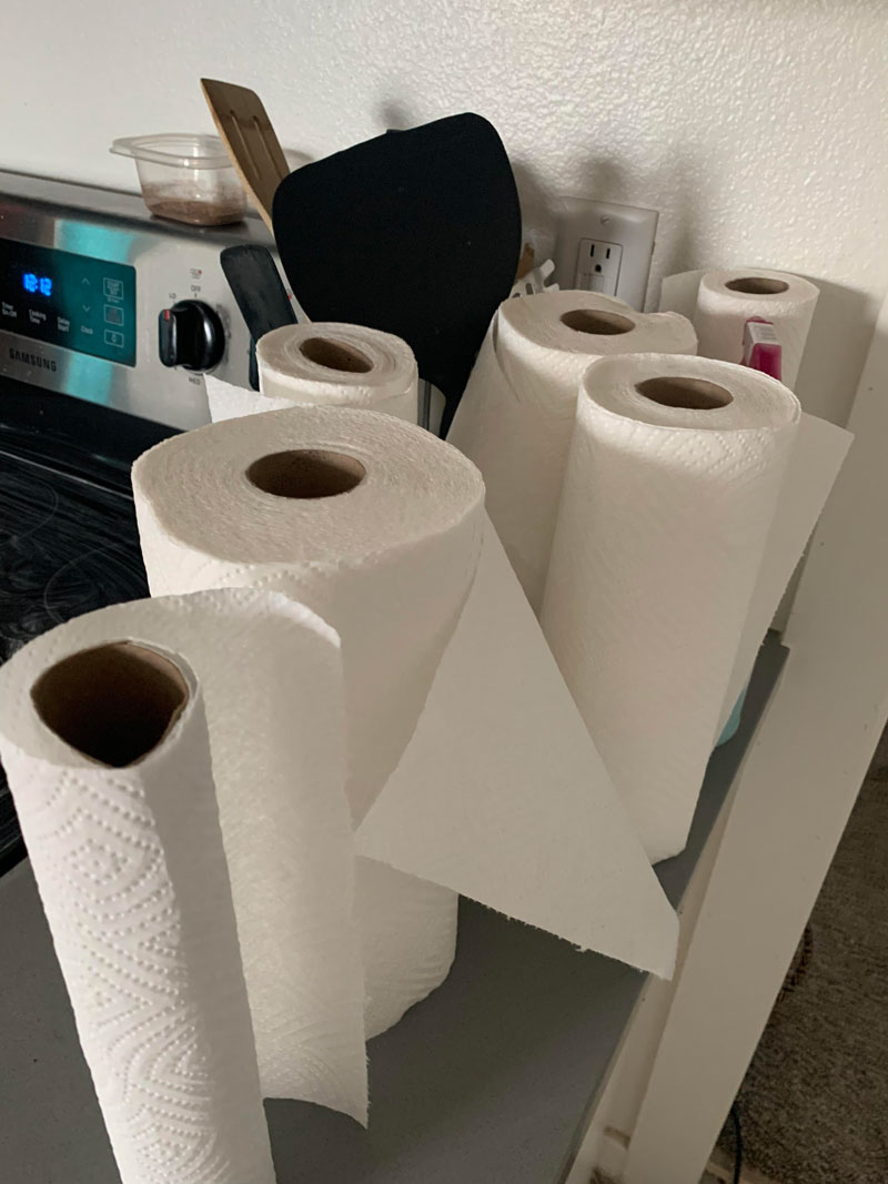 I’m convinced that my SO’s idea of when to start a new roll of paper towel is just “now”