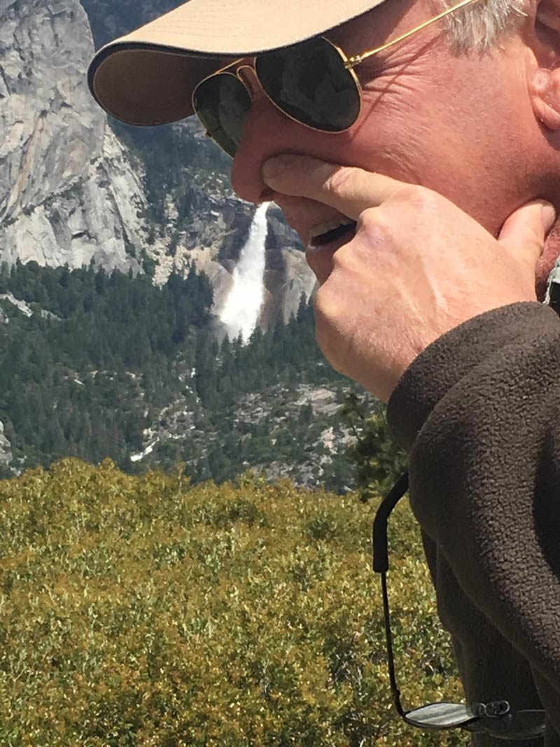 My dad wanted to take a nice picture with a waterfall in Yosemite