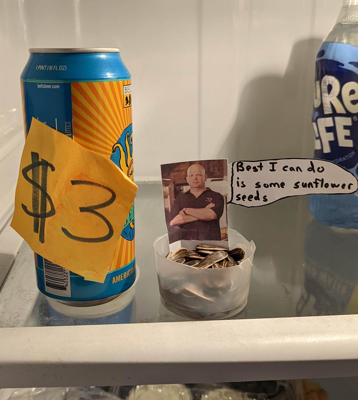 Coworker put a price on a beer in the fridge, I decided to haggle the price down