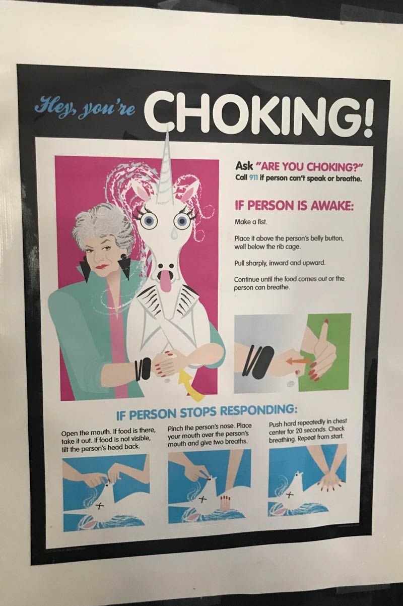 Choking notice at a local restaurant