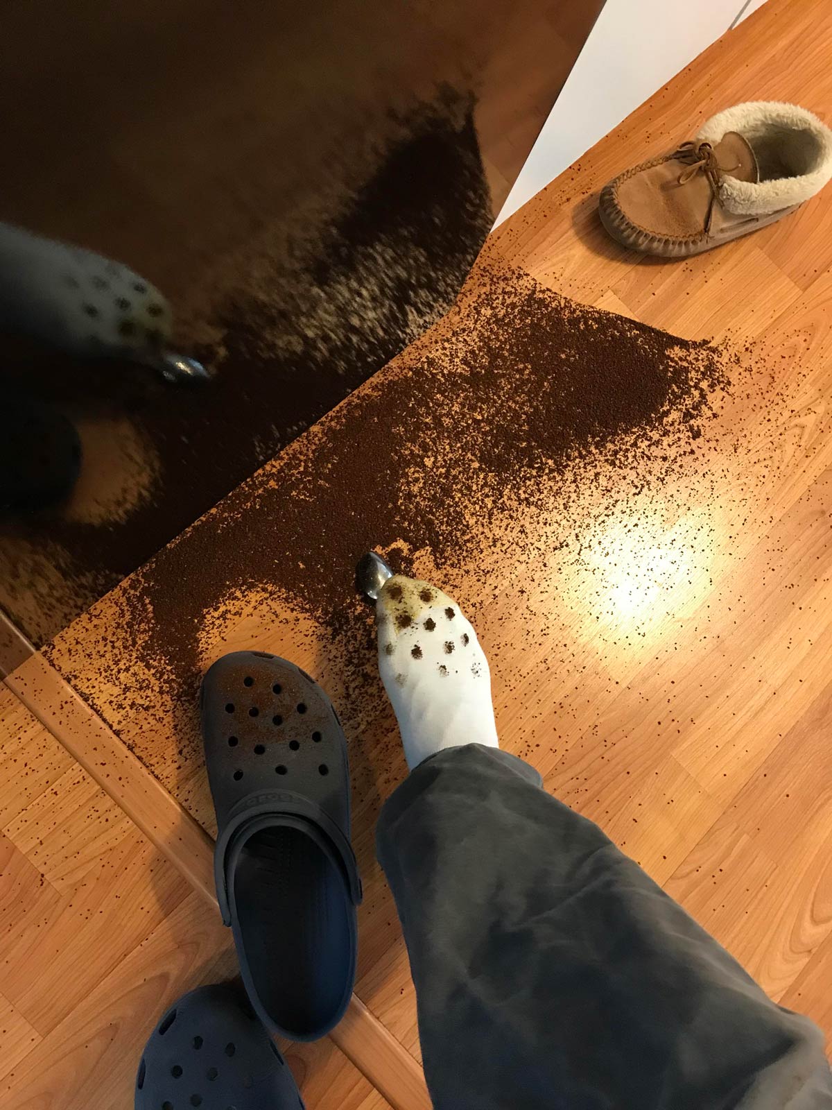 Spilled Coffee on my Crocs+Socks