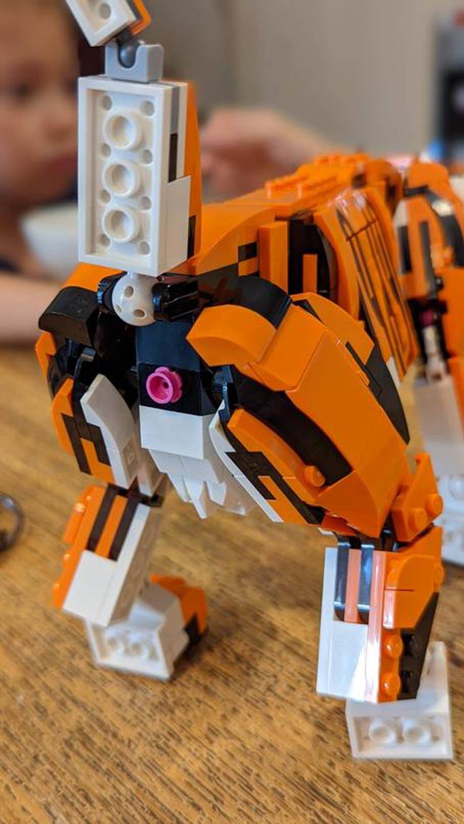 This Lego tiger came anatomically accurate