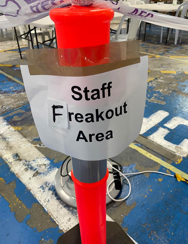 At training last night, this was the break area sign
