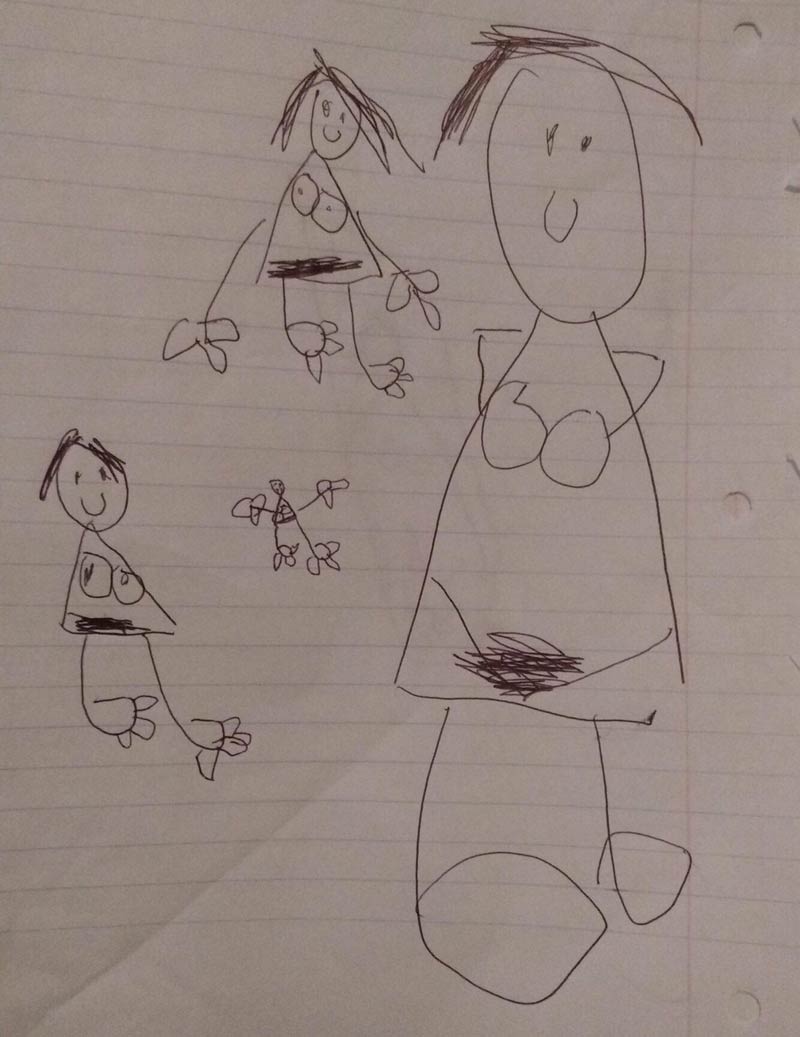 The moment I knew I had to stop getting dressed in front of my kid (4) was when he drew a series of me, naked. I also learned it was time to shave