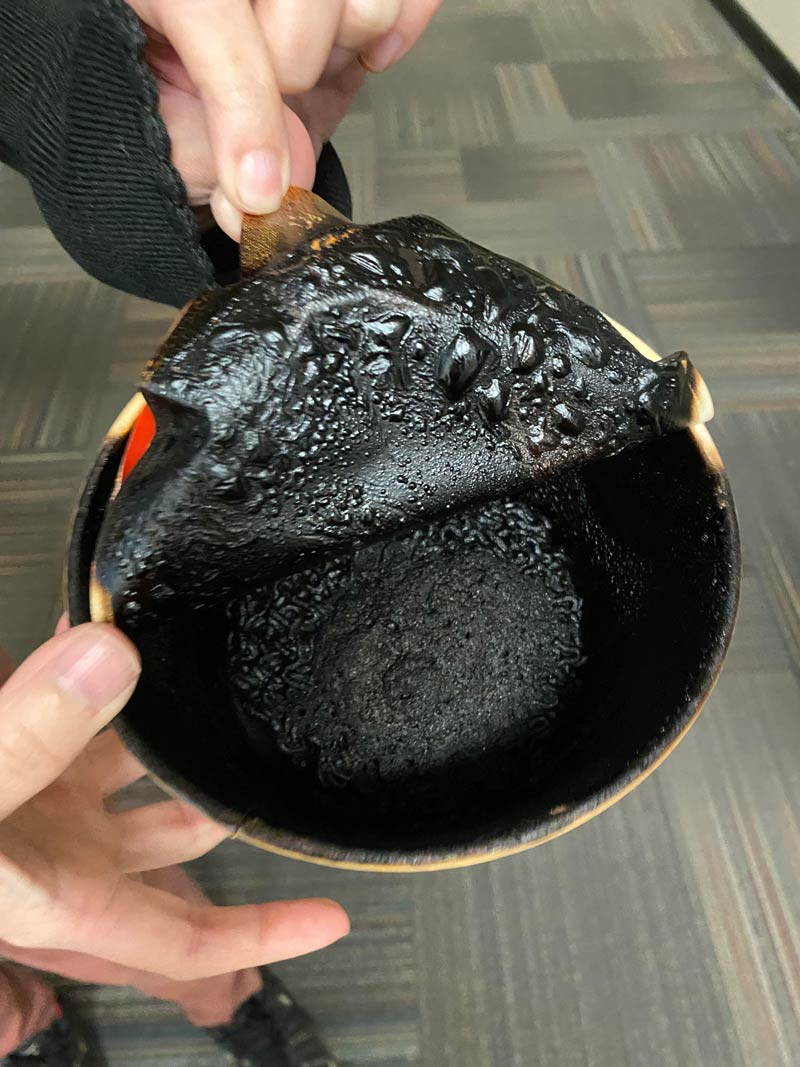 Co-worker forgot to add water before microwaving instant noodles