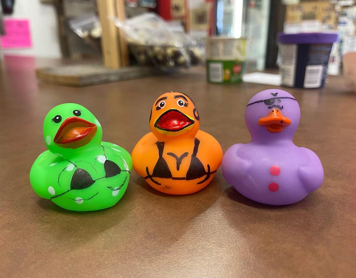 I've been putting rubber ducks in the tip jar at the local coffee shop. This is what they've done with them