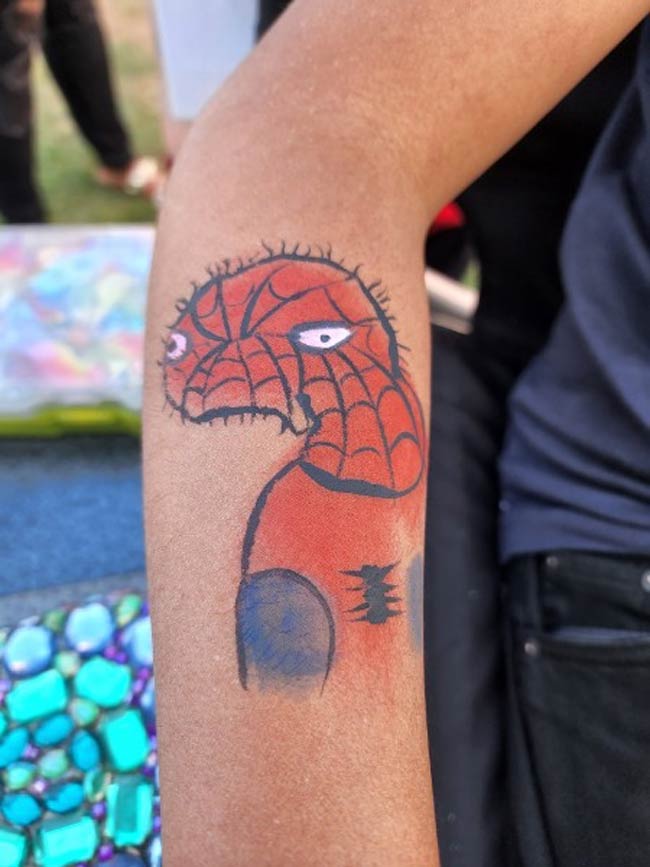 My wife is a facepainter... She had a request for spooderman today