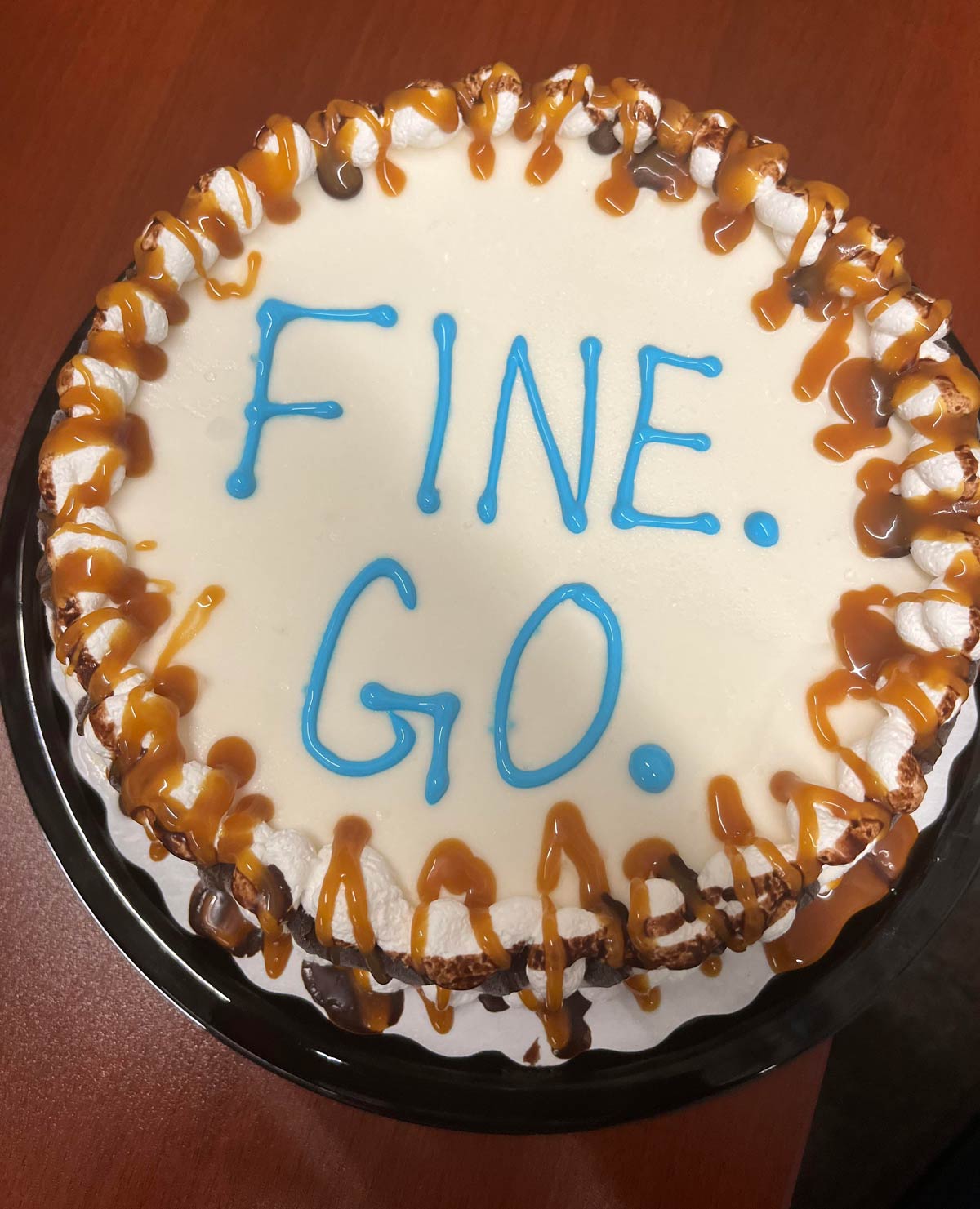My coworkers got me a cake for my last day on the job